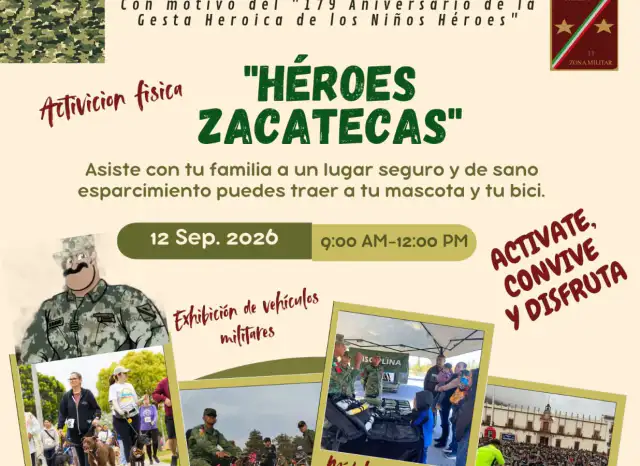 Familias caminando y en bicicleta durante un paseo en instalaciones militares