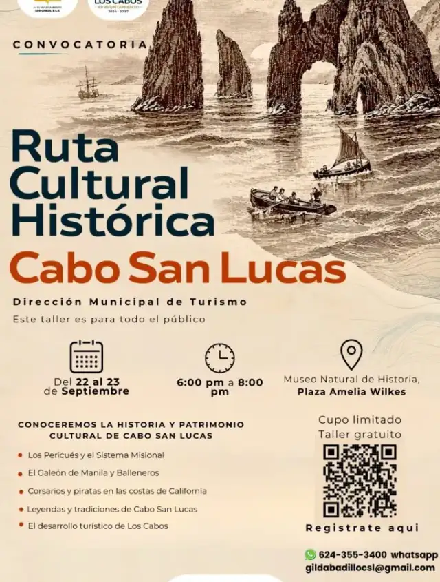 Personas en el Museo Natural de Historia de Cabo San Lucas durante un taller
