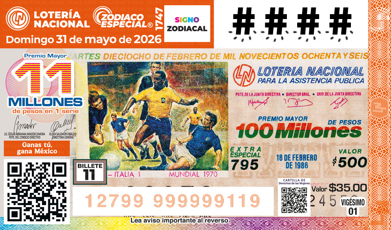 Lotería Nacional suma cachitos mundialistas de México 1970 y Argentina 1978