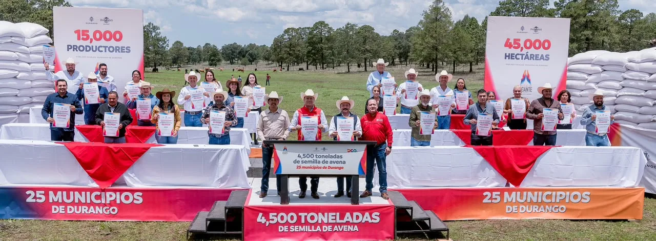 Entregan semilla de avena a 15 mil productores en Durango para aprovechar primeras lluvias