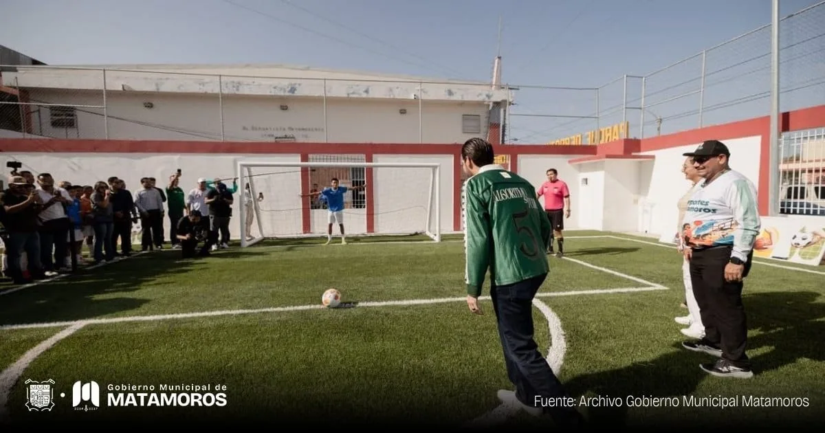 Inauguran canchas de fútbol 5 en Matamoros como parte de rehabilitación de espacios deportivos