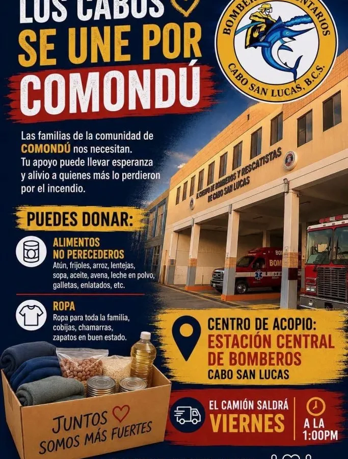 Incendio forestal en Comondú: Bomberos de Los Cabos envían apoyo con vehículos y personal