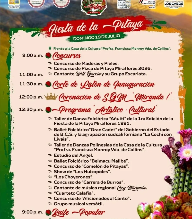 Miraflores se prepara para la Fiesta de la Pitaya 2026 con dos días de cultura y tradición