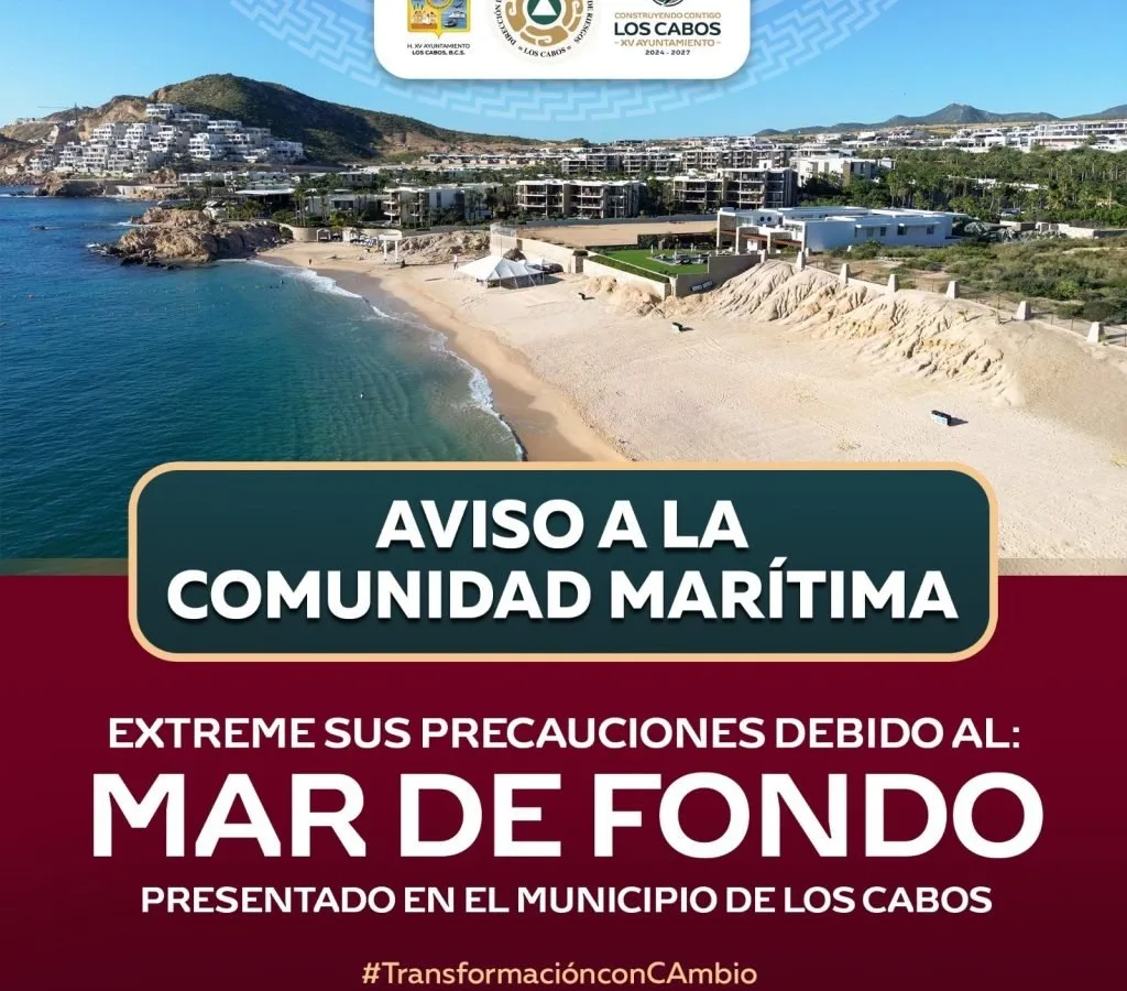 Prevén oleaje de hasta 2.4 metros en Los Cabos por mar de fondo; emiten recomendaciones