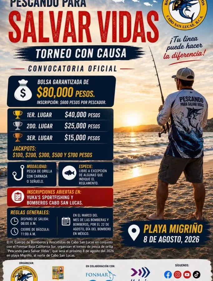 Torneo de pesca en Los Cabos busca equipar a bomberos; habrá 80 mil pesos en premios